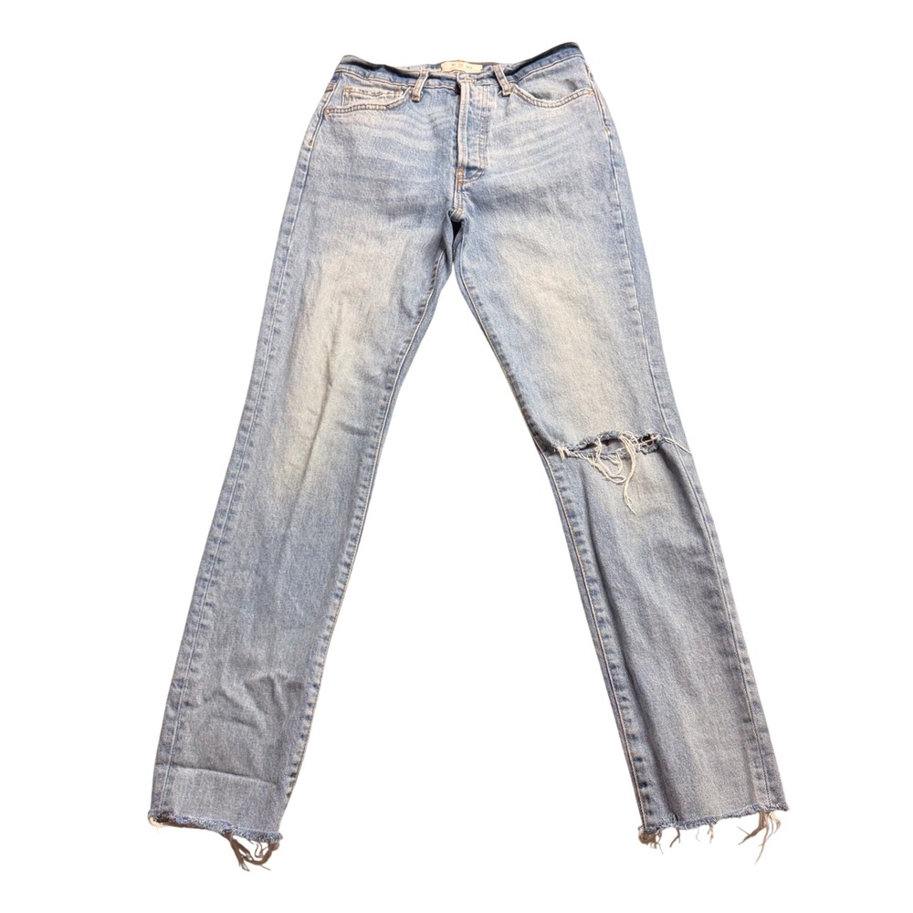 Free People We The Free Straight Leg Jeans Light Wash Distressed Size 27
